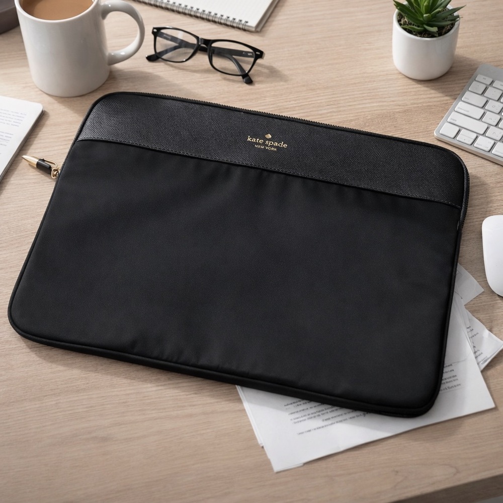 Kate Spade Black Universal Laptop Sleeve | 16” Slim Padded Case